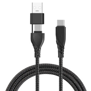 ACC-201-NW 2-in-1 usb a-c to type-c nylon braided cable black