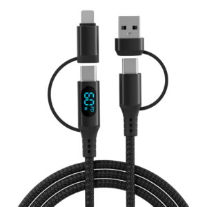 ACCL-401-DNB 2-in-2 usb a-c to c-lightning 60w pd digital display cable black