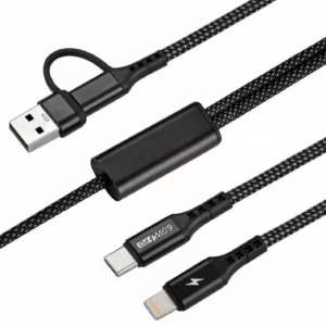ACCL-401-NB 2-in-2 usb a-c to c-lightning 60w pd nylon cable black