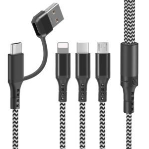 ACCLM-302-NB 2-in-3 usb a-c to c-lightning-micro nylon charging cable grey