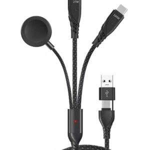 ACCLW-302-NB 3-in-1 usb a-c to c-lightning-watch charging cable black