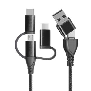ACCM-302-NB 2-in-2 usb a-c to c-micro nylon cable black