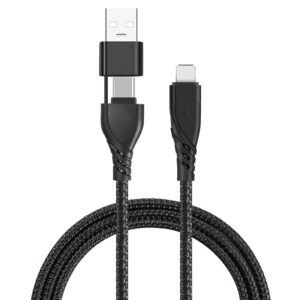 ACL-201-NB 2-in-2 usb a-c to c-lightning nylon cable black