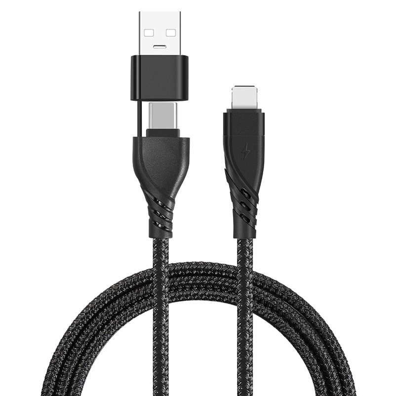 acl 201 nb 2 in 2 usb ac to clightning cable 2.jpg ACL-201-NB 2-in-2 usb a-c to c-lightning nylon cable black