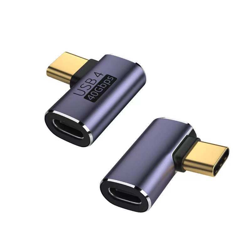 dk ad 08 usb c right angle adapter usb4 40gbps 1.jpg USB C Right Angle Adapter USB4 40Gbps USB-C-USB-C 40Gbps