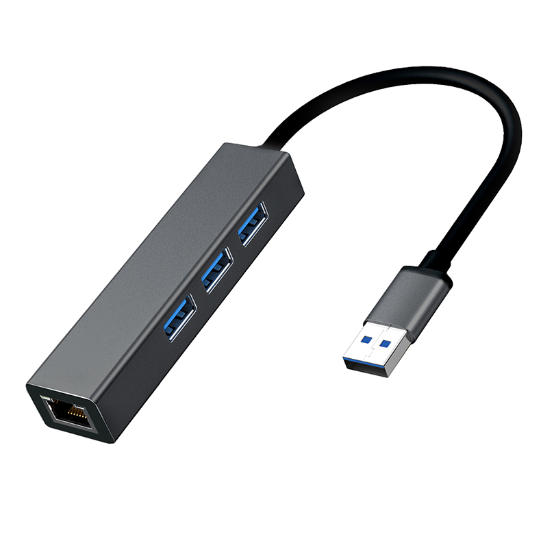 dk hub 09 usb 30 hub with rj45 02 1.jpg USB 3.0 Hub With RJ45 02 USB-A 480Mbps / 5Gbps