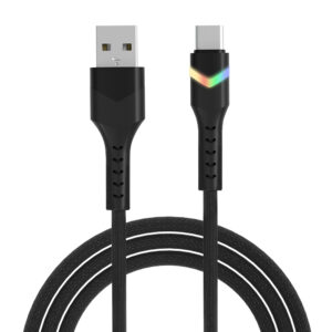 UAC-02-LNW usb-a to usb-c led nylon braided cable black